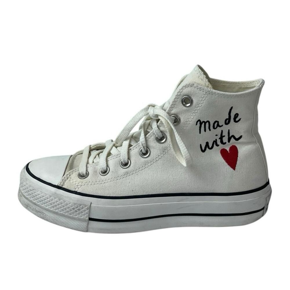 Converse Chuck Taylor All Star Made With Love White Lace Up Sneakers Shoes Sz 7